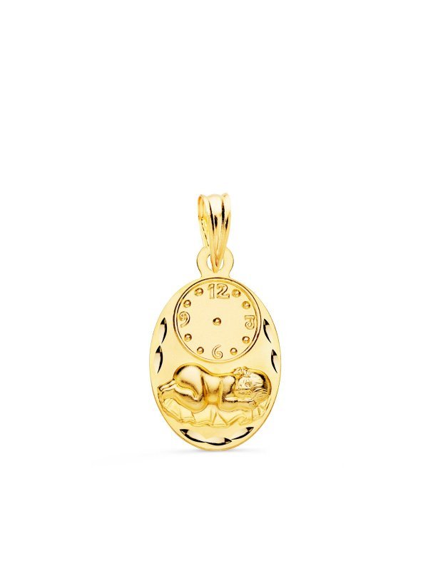 18K MEDALLA OVAL NIÑO DE LA HORA CON...