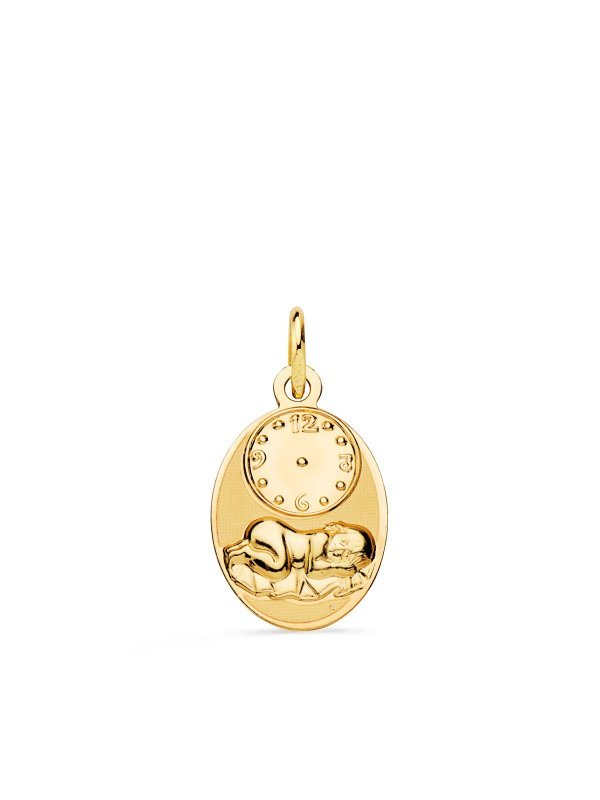 18K MEDALLA OVAL NIÑO DE LA HORA CON...