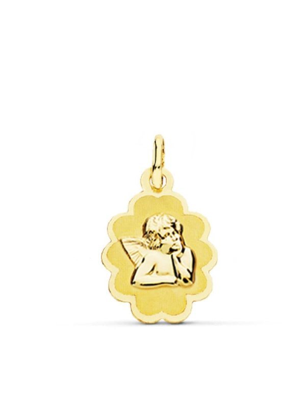 18K MEDALLA ANGEL BURLON LASER. 18X12 MM