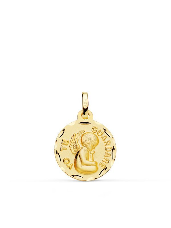 18K MEDALLA TALLADA ANGEL  YO TE...