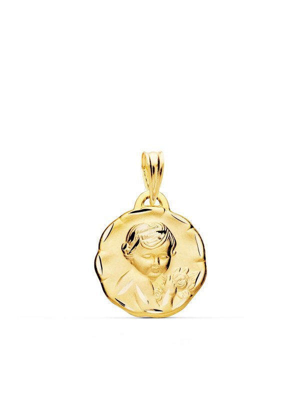 18K MEDALLA ANGEL QUERUBIN TALLADO 15 MM