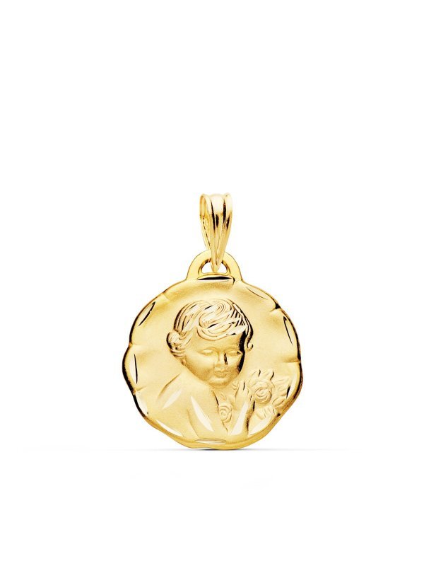18K MEDALLA ANGEL QUERUBIN TALLADO 19 MM