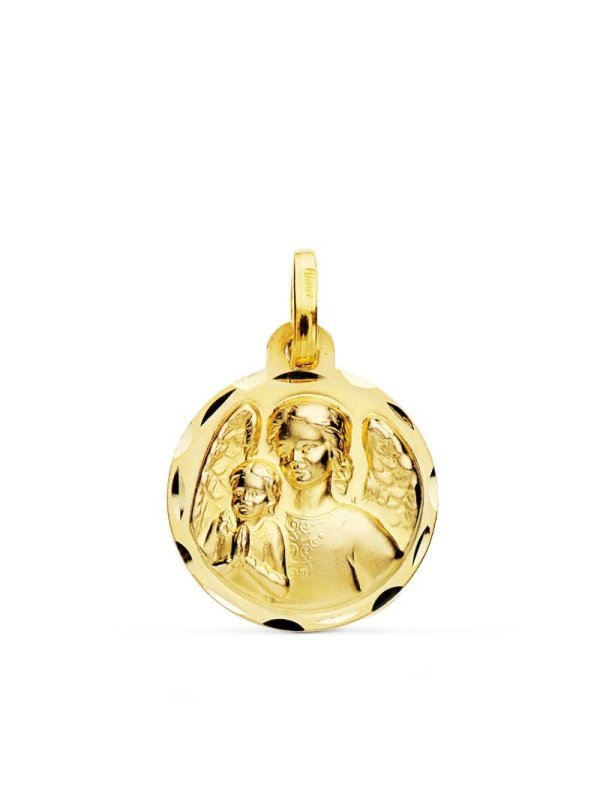 18K MEDALLA ANGEL DE LA GUARDA CON...