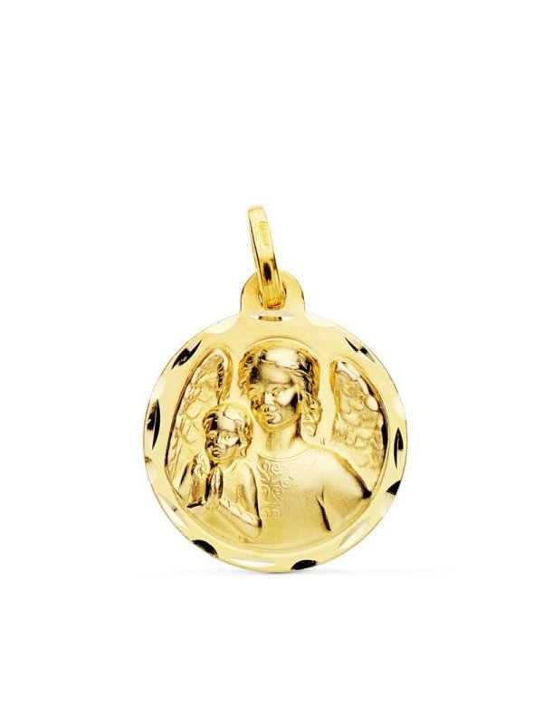 18K MEDALLA ANGEL DE LA GUARDA CON...