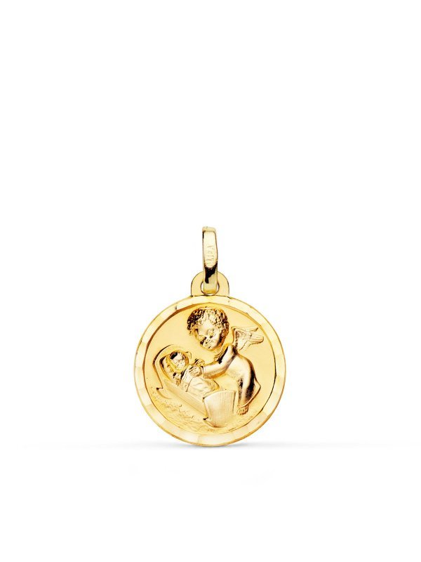 18K MEDALLA ANGEL DE LA GUARDA CON...