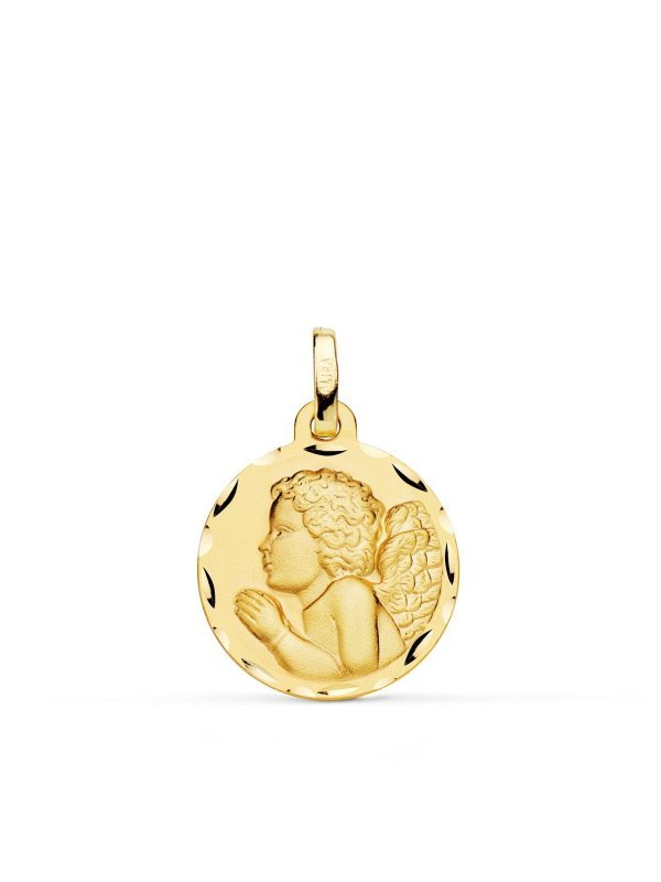 18K MEDALLA ANGEL NIÑO PIADOSO...