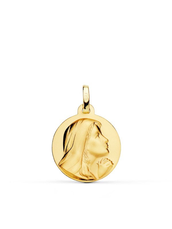 18K MEDALLA VIRGEN MARIA REZANDO...