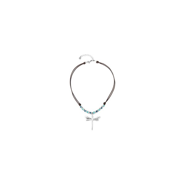 COLGANTE CORTO DE CUERO EN ALEACION...