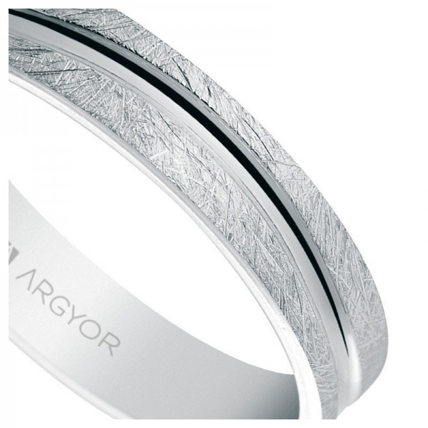 Alianza de oro blanco acabado hielo 4mm