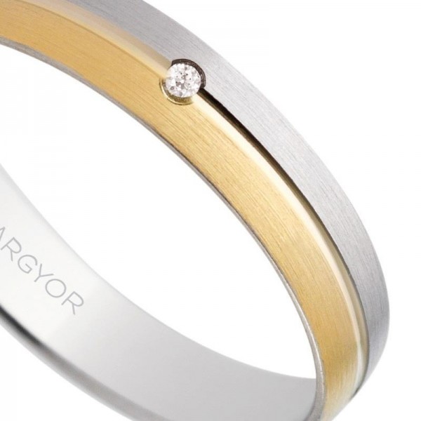 Alianza de boda bicolor satinada...