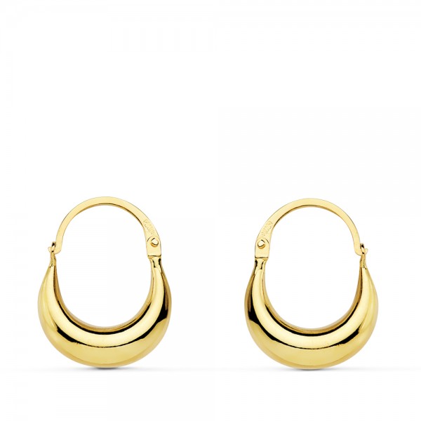 18K PENDIENTES HUECOS MORCILLAS. 15X5 MM