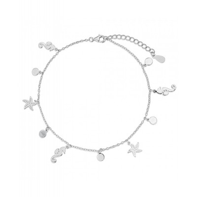 Tobillera de plata rodiada...