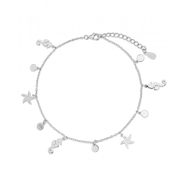 Tobillera de plata rodiada forzada...