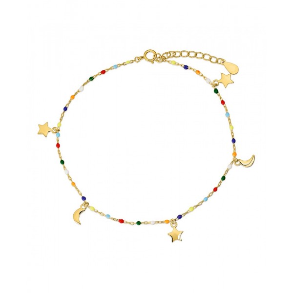 Tobillera de plata chapada bolitas de...