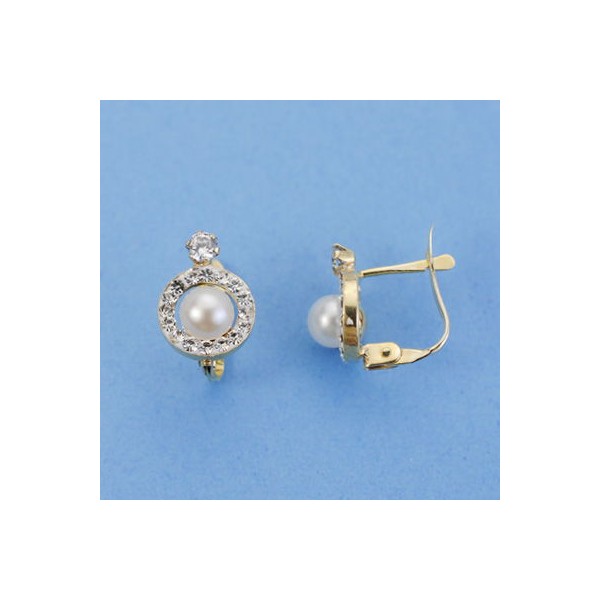 9K PENDIENTES ORO AMARILLO PERLA 10X8 MM