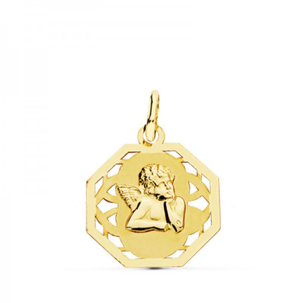 9K MEDALLA ANGEL CALADA 17X14 MM