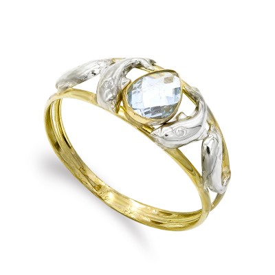 9K SORTIJA BICOLOR PIEDRA...