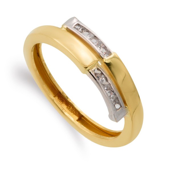 9K SORTIJA ORO BICOLOR BANDAS CON...